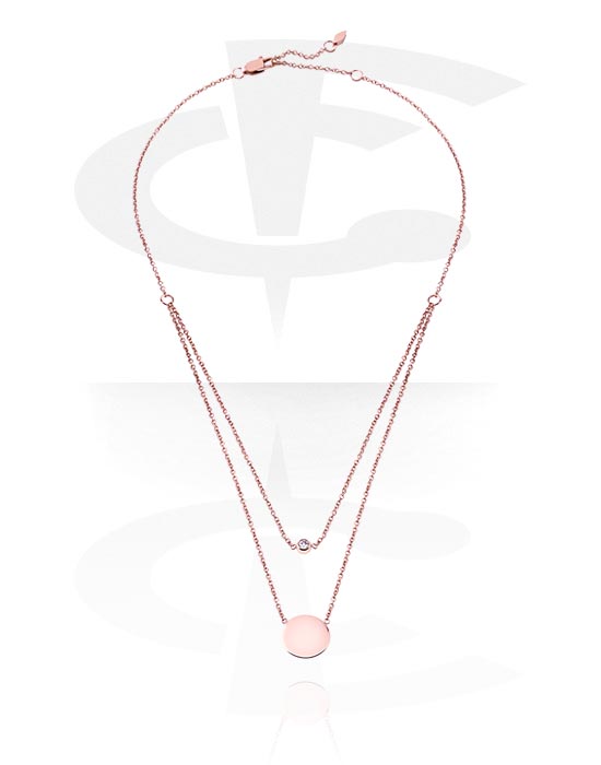 Halskæder, Dobbelt halskæde med Vedhæng, Rosaforgyldt kirurgisk stål 316L