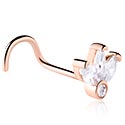 Næsesmykker og septums, Buet næsestud (kirurgisk stål, rosenguld, blank finish) med krystaller, Rosaforgyldt kirurgisk stål 316L