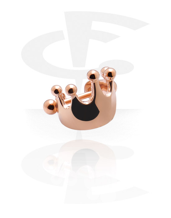 Helix & Tragus, Helix piercing s designem koruna, Chirurgická ocel 316L pozlacená růžovým zlatem
