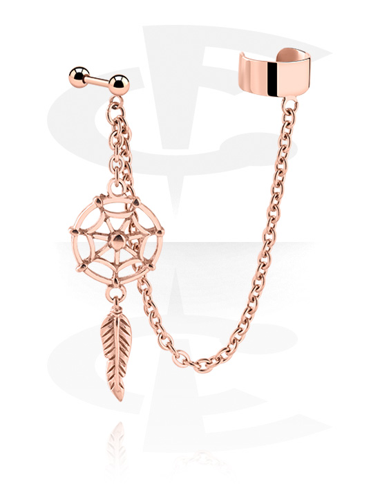 Fake Piercings, Ear Cuff, Rose Gold Plated Surgical Steel 316L
