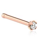 Næsesmykker og septums, Lige næsestud (kirurgisk stål, rosenguld, blank finish) med Krystalsten, Rosaforgyldt kirurgisk stål 316L