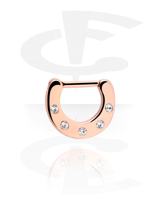 Nose Jewellery & Septums, Jewelled Septum Clicker, Rose Gold Plated Steel