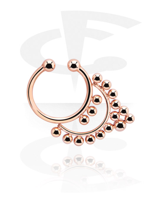 Falešné piercingové šperky, Fake Septum, Chirurgická ocel 316L pozlacená růžovým zlatem