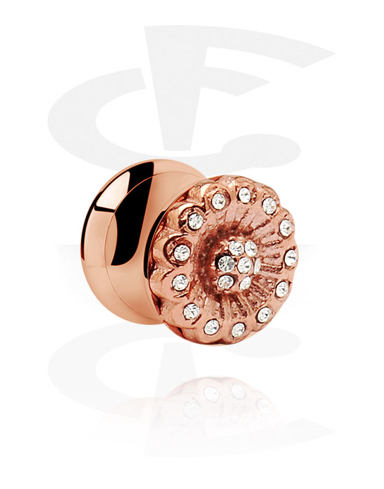 Tunnels & Plugs, Double Flared Tunnel, Rose Gold Plated Surgical Steel 316L