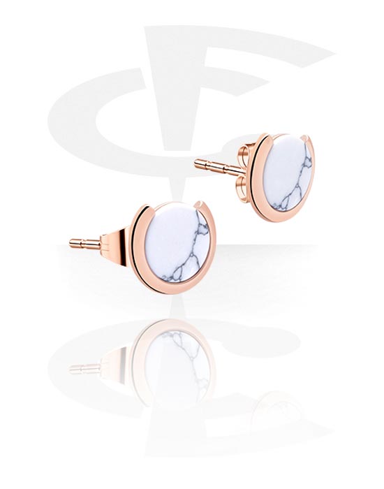 Earrings, Studs & Shields, Ear Studs with Marble Designs, Rose Gold Plated Surgical Steel 316L