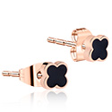 Náušnice, Náušnice pecky s designem čtyřlístek, Chirurgická ocel 316L pozlacená růžovým zlatem