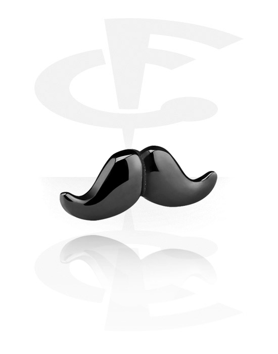 Golyók, tűk és egyebek, Attachment for ball closure rings (surgical steel, black, shiny finish) val vel Mustache Design, Sebészeti acél, 316L