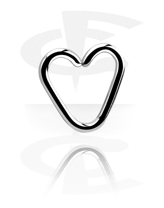 Anéis piercing, Continuous ring em forma de coração (aço cirúrgico, prata, acabamento brilhante), Aço cirúrgico 316L