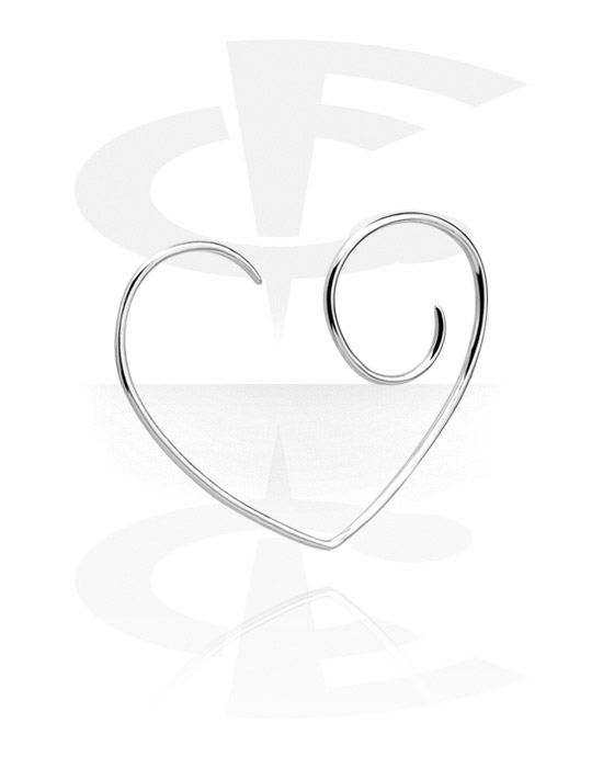 Korvapainot & Hangerit, Ear weight (surgical steel, silver, shiny finish) kanssa Heart Design, Kirurginteräs 316L