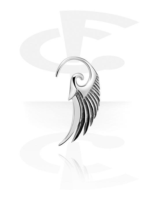 Ørevægte & Hangers, Ørevægt (kirurgisk stål, sølv, blank finish) med vingemotiv, Kirurgisk stål 316L