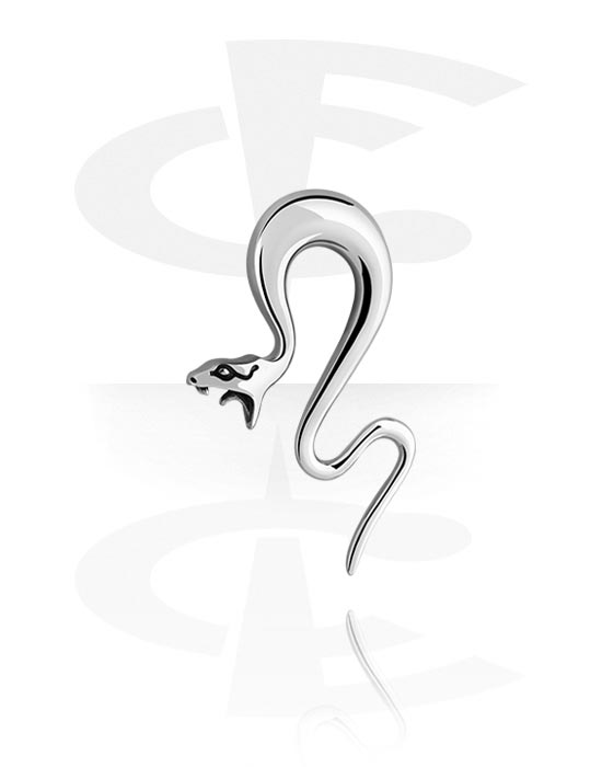 Utezi & visilice za uši, Uteg za uho (nehrđajući čelik, srebrna, sjajna završna obrada) s zmijskim dizajnom, Kirurški čelik 316L