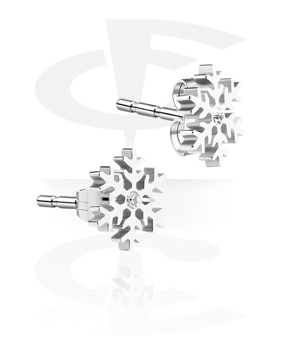 Earrings, Studs & Shields, Ear Studs with Winter Design, Surgical Steel 316L