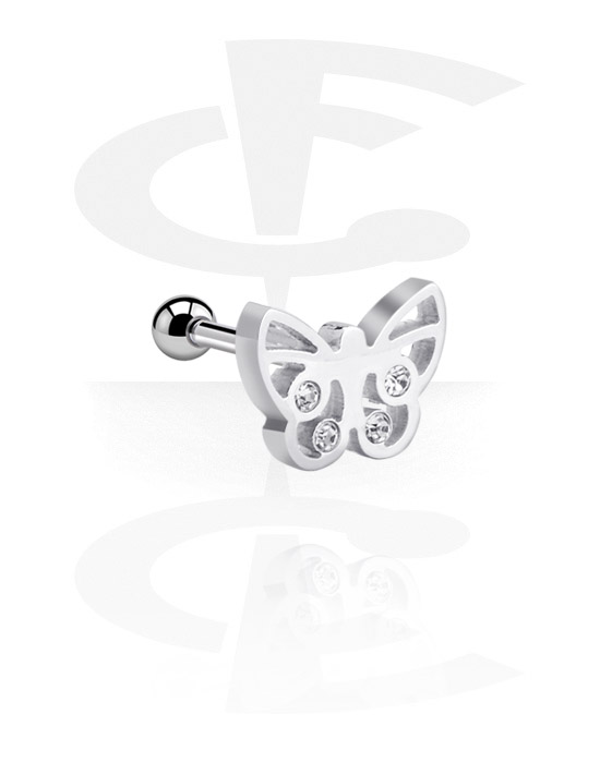 Helix & Tragus, Tragus Piercing with butterfly design, Surgical Steel 316L