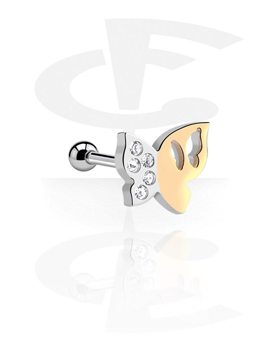 Helix & Tragus, Tragus Piercing with butterfly design, Surgical Steel 316L