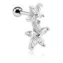 Helix & Tragus, Pirsing tragus s/z cvetličnim dizajnom in Kristalni kamni, Kirurško jeklo 316L