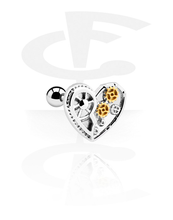 Helix & Tragus, Tragus Piercing with heart attachment, Surgical Steel 316L