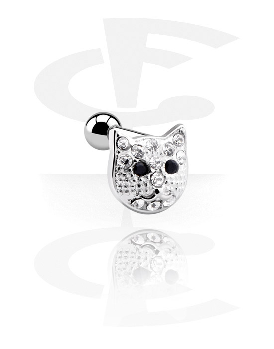 Helix & Tragus, Tragus Piercing with cat attachment, Surgical Steel 316L