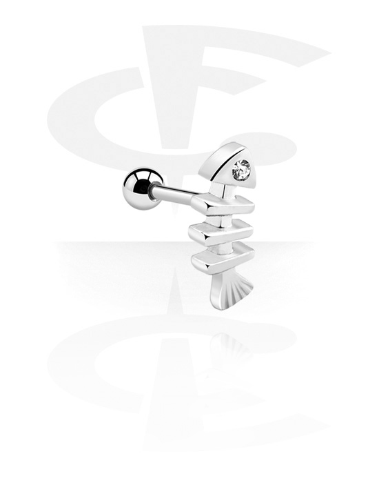 Helix & Tragus, Tragus Piercing with fish design, Surgical Steel 316L