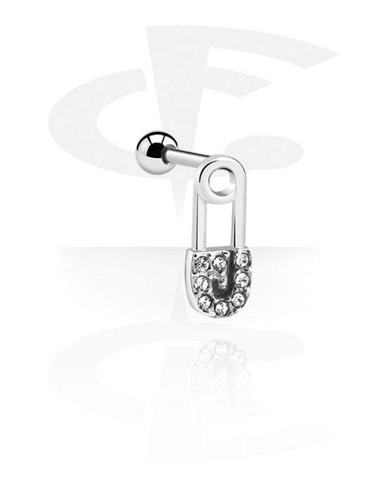 Helix & Tragus, Tragus Piercing with safety pin attachment, Surgical Steel 316L