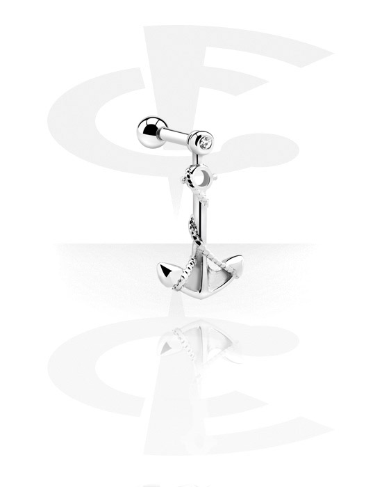Helix & Tragus, Tragus Piercing with anchor charm, Surgical Steel 316L