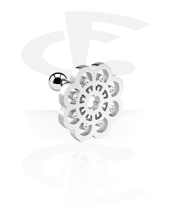 Helix & Tragus, Tragus Piercing with mandala design, Surgical Steel 316L