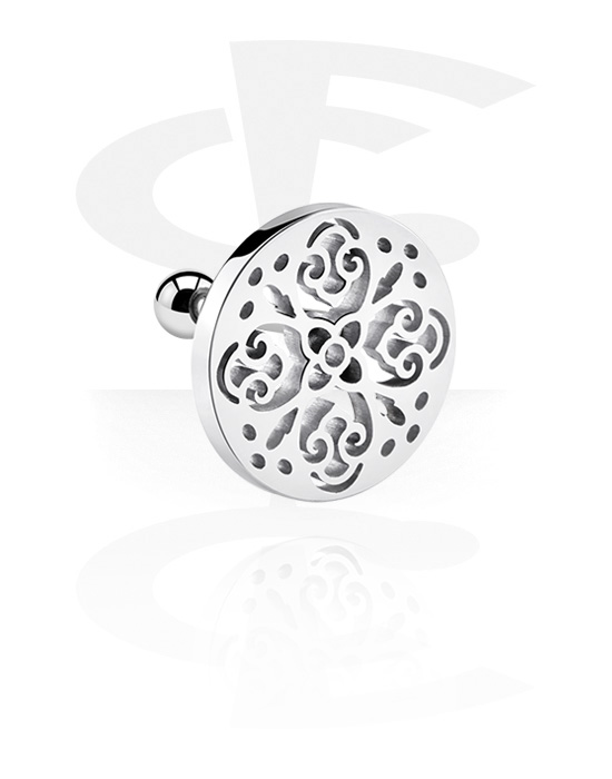 Helix & Tragus, Helix Piercing with mandala design, Surgical Steel 316L