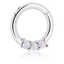 Piercingringen, Piercing-clicker (chirurgisch staal, zilver, glanzende afwerking) met synthetische opaal, Chirurgisch staal 316L