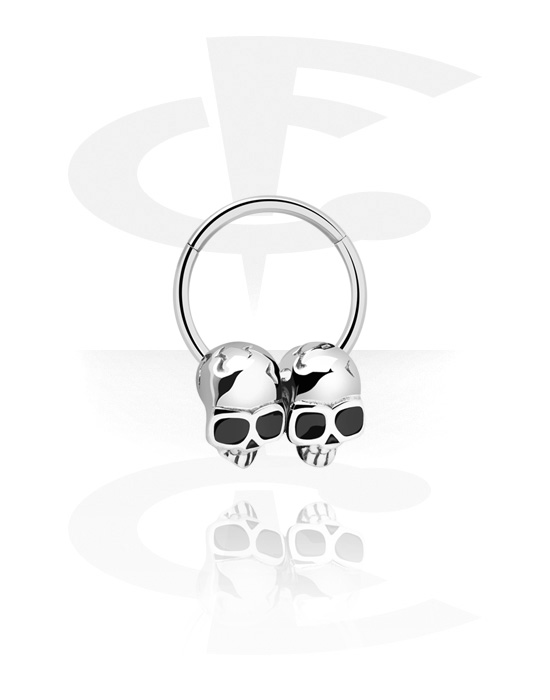 Piercing Ringe, Piercing-clicker (kirurgisk stål, sølv, blank finish) med dødningehoveder, Kirurgisk stål 316L