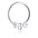 Piercingringer, Piercing-clicker (kirurgisk stål, sølv, skinnende finish) med bue og krystallsteiner, Kirurgisk stål 316L