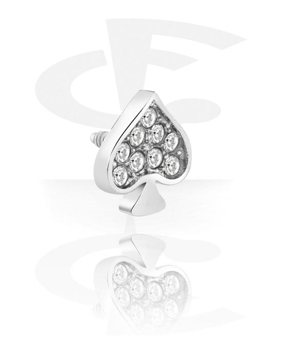 Kuglice, šipkice i još mnogo toga, Nastavak za igle s unutarnjim navojem (kirurški čelik, srebrna, sjajna završna obrada) s dizajnom pika i kristalnim kamenjem, Kirurški čelik 316L