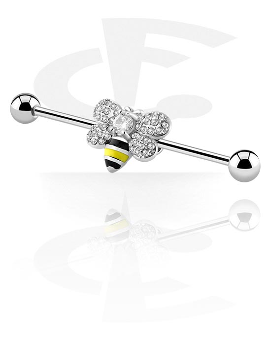 Barbells, Industrial Barbell with bee design, Surgical Steel 316L