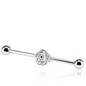 Barbells, Industrial Barbell with rose design, Surgical Steel 316L