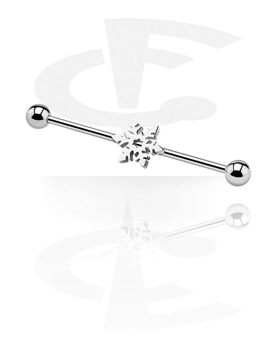 Barbells, Industrial Barbell med snöflinge-smycke, Kirurgiskt stål 316L