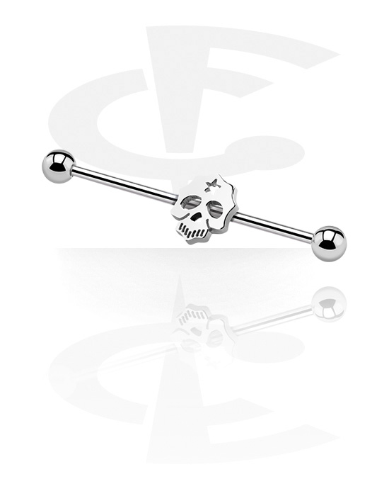 Barbells, Industrial Barbell with skull attachment, Surgical Steel 316L