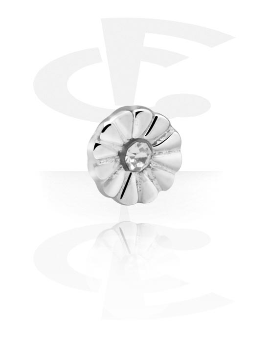Kulor, stavar & mer, Attachment for 1.2mm internally threaded pins (surgical steel, silver, shiny finish) med blommig design, Kirurgiskt stål 316L