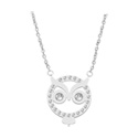 Halskjeder, Motehalskjede med owl pendan og krystallsteiner, Kirurgisk stål 316L