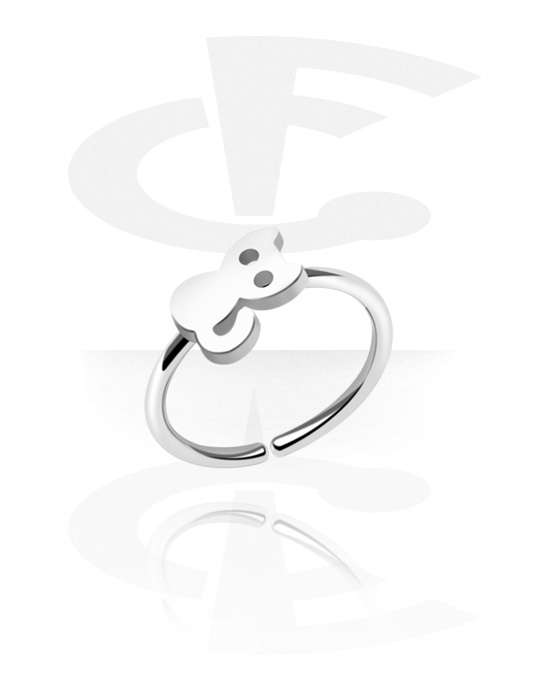 Alke za piercing, Neprekidni prsten (kirurški čelik, srebrna, sjajna završna obrada) s mačjim dizajnom, Kirurški čelik 316L