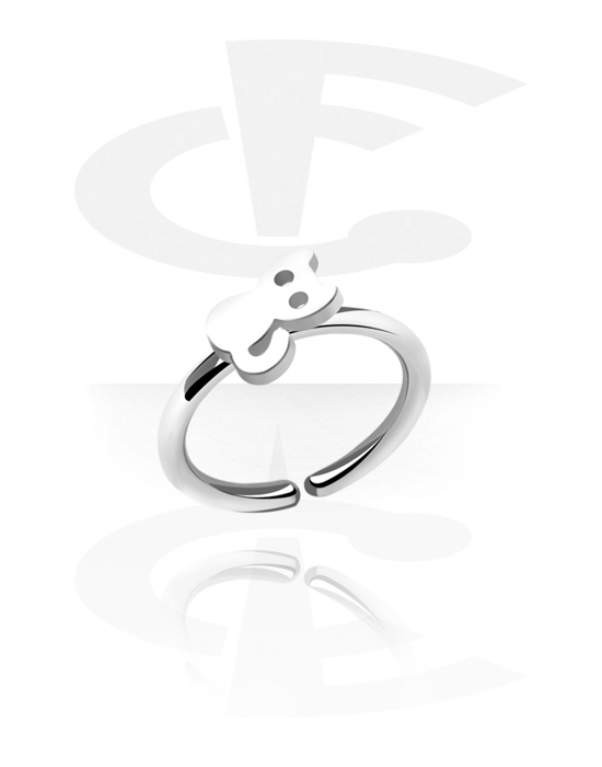 Piercing Rings, Continuous ring (surgical steel, silver, shiny finish) with cat design, Surgical Steel 316L