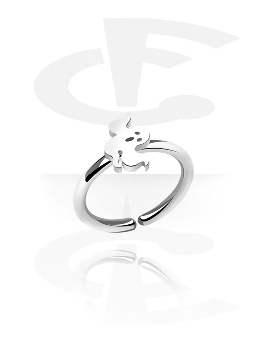 Piercing Rings, Continuous ring (surgical steel, silver, shiny finish) with ghost attachment, Surgical Steel 316L