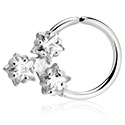 Piercingringer, Kontinuerlig ring (kirurgisk stål, sølv, skinnende finish) med krystallsteiner, Kirurgisk stål 316L