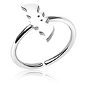Anneaux, Anneau continu (acier chirurgical, argent, finition brillante) avec motif chauve-souris, Acier chirurgical 316L