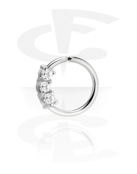 Piercinggyűrűk, Continuous ring (surgical steel, silver, shiny finish) val vel Kristálykövek, Sebészeti acél, 316L