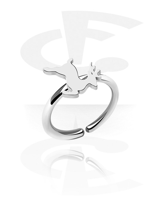 Piercing ad anello, Continuos ring (acciaio chirurgico, argento, finitura lucida) con design cervo, Acciaio chirurgico 316L