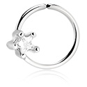 Rinke, Neskončni obroček (kirurško jeklo, srebrn, sijoč zaključek) s/z nastavek zvezda in Kristalni kamen, Kirurško jeklo 316L