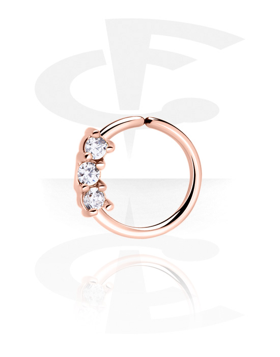 Alke za piercing, Neprekidni prsten (kirurški čelik, ružičasto zlato, sjajna završna obrada) s kristalnim kamenjem, Kirurški čelik pozlaćen ružičastim zlatom 316L