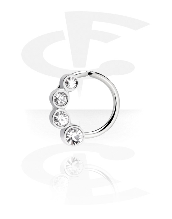Piercingringar, Continuous ring (surgical steel, silver, shiny finish) med kristallstenar, Kirurgiskt stål 316L