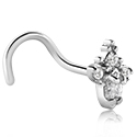 Piercings nez & Septums, Piercing nez incurvé (acier chirurgical, argent, finition brillante) avec pierres en cristal, Acier chirurgical 316L