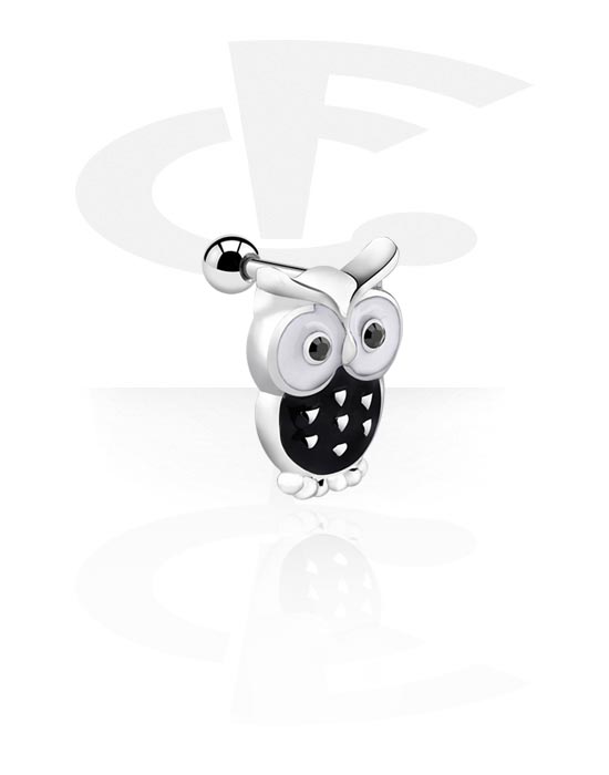 Helix & Tragus, Tragus Piercing with owl design, Surgical Steel 316L