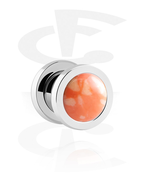 Tunnels & Plugs, Screw-on tunnel (surgical steel, silver, shiny finish) with colorful cap, Surgical Steel 316L