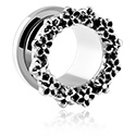 Alagutak és dugók, Screw-on tunnel (surgical steel, silver) val vel virág kiegészítő, Sebészeti acél, 316L